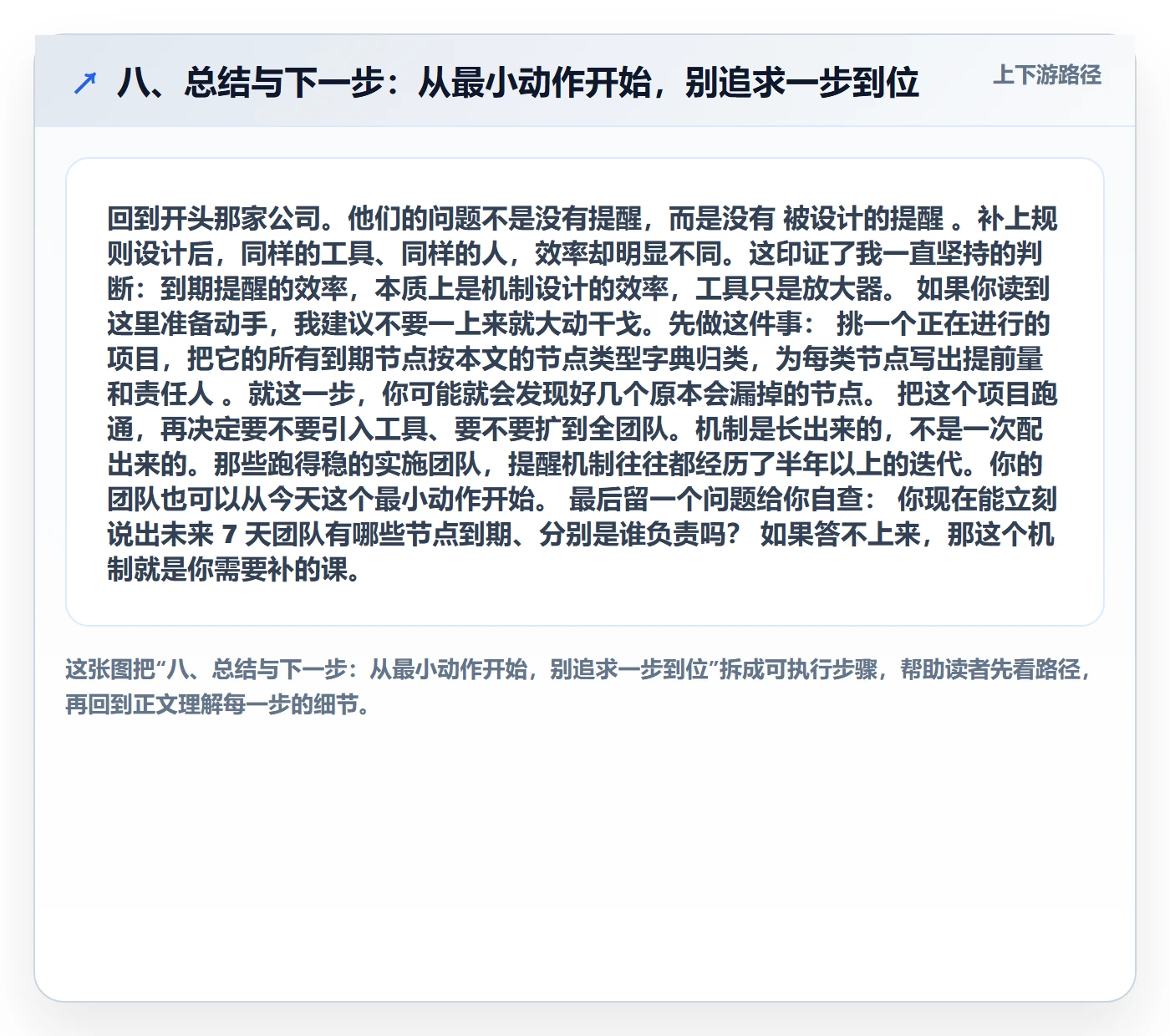 八、总结与下一步：从最小动作开始，别追求一步到位