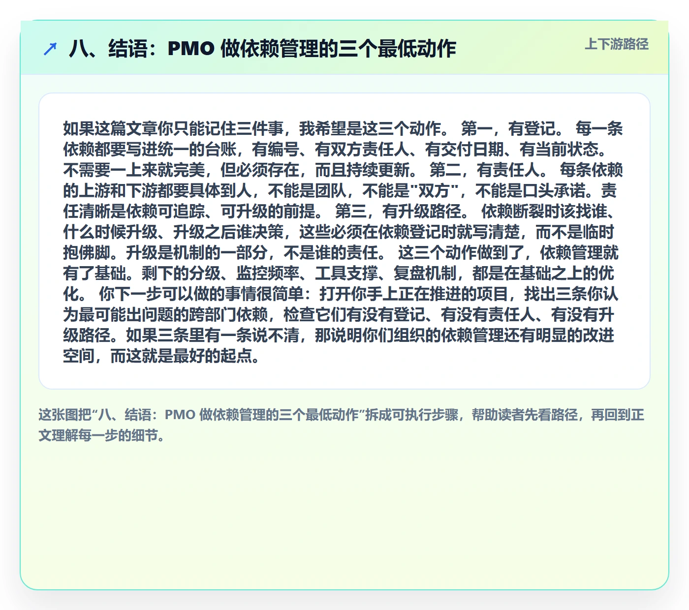 八、结语:PMO 做依赖管理的三个最低动作