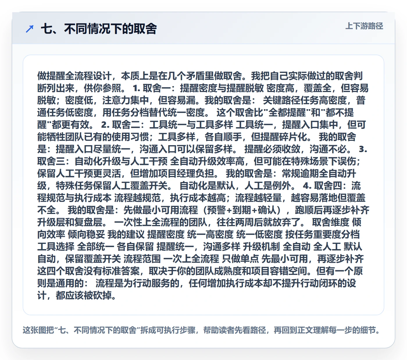 七、不同情况下的取舍