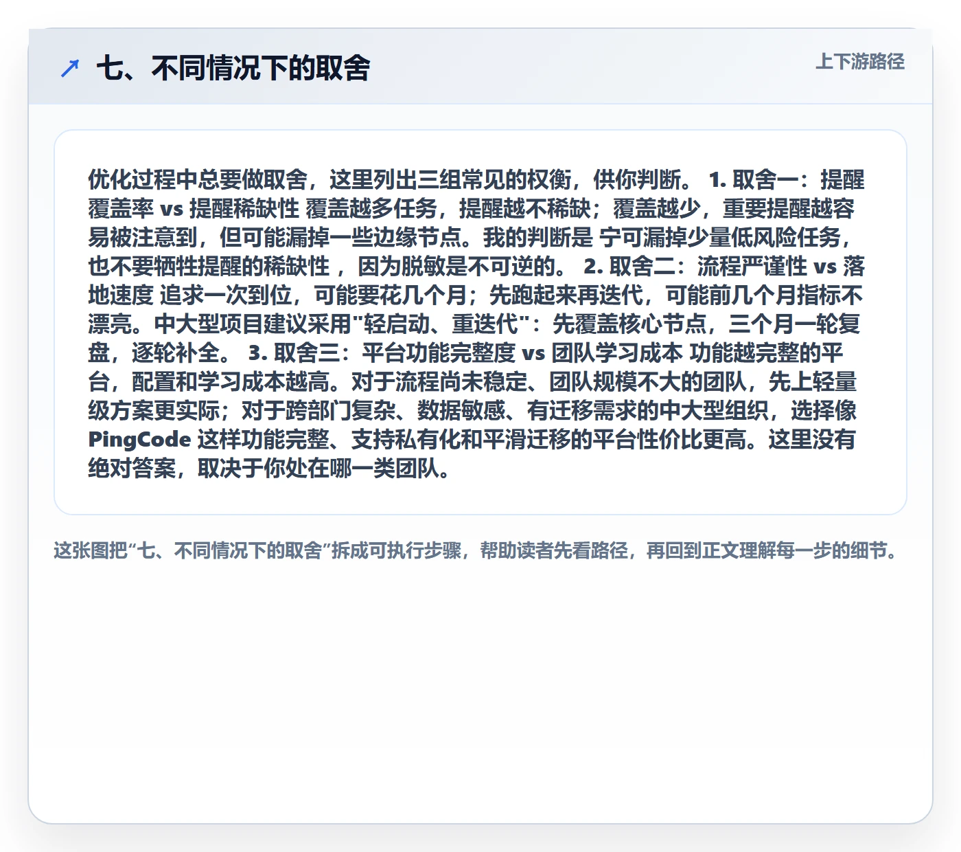 七、不同情况下的取舍