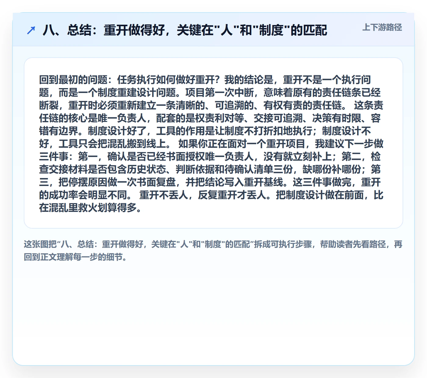 八、总结:重开做得好,关键在"人"和"制度"的匹配