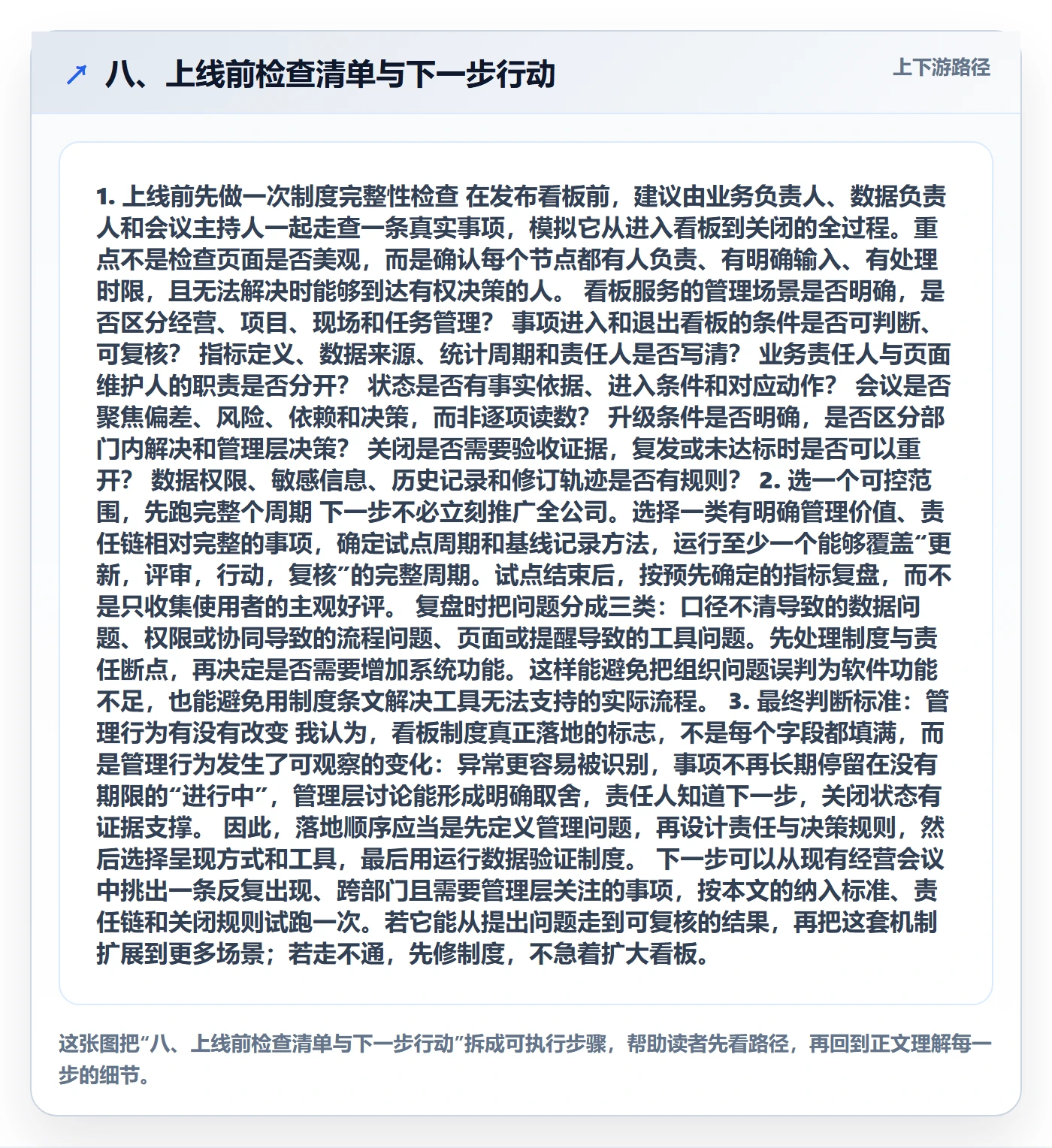 八、上线前检查清单与下一步行动
