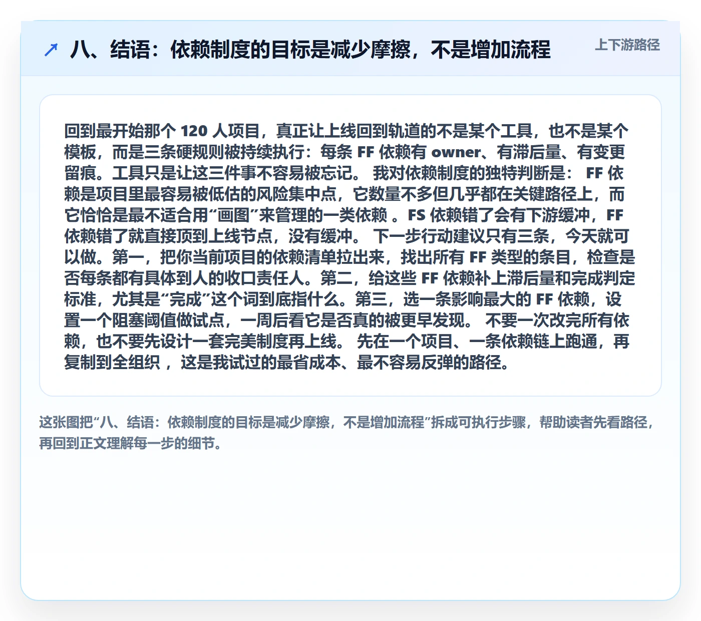 八、结语:依赖制度的目标是减少摩擦,不是增加流程