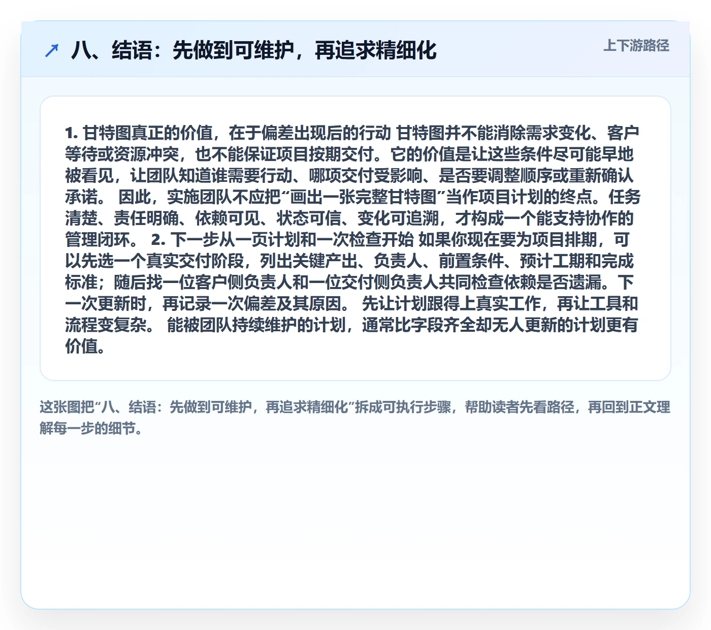 八、结语：先做到可维护，再追求精细化
